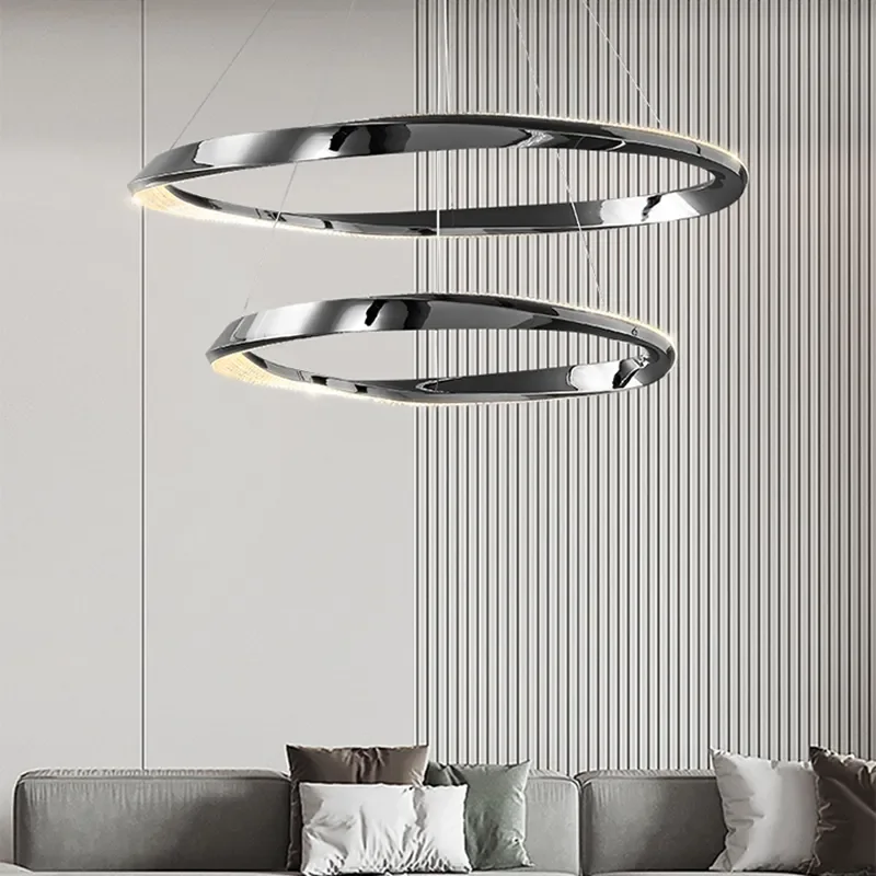 Plafonnier au Design Créatif, Composé d'Anneaux Dorés, Design Luxueux, Luminaire Décoratif de Plafond, Idéal pour un Salon, une Cuisine, une Chambre à Coucher ou une Salle à Manger