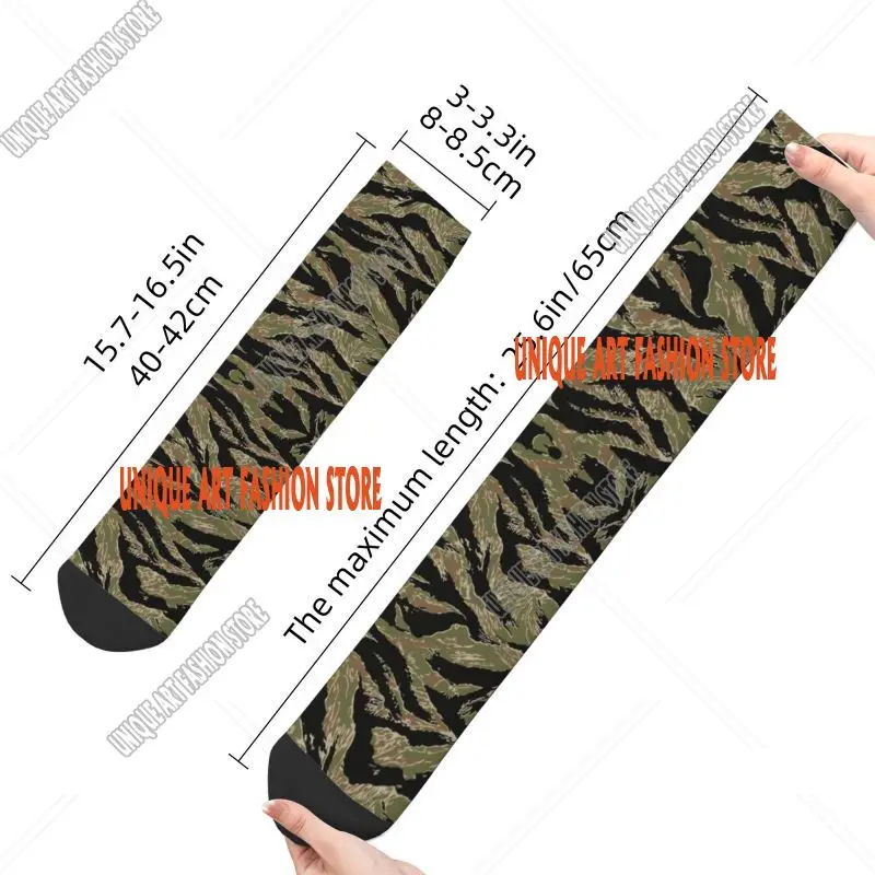 Cool Tiger Stripe Camo Socks Women Men Warm 3D Printed Military Tactical Camouflage Football Sports Socks