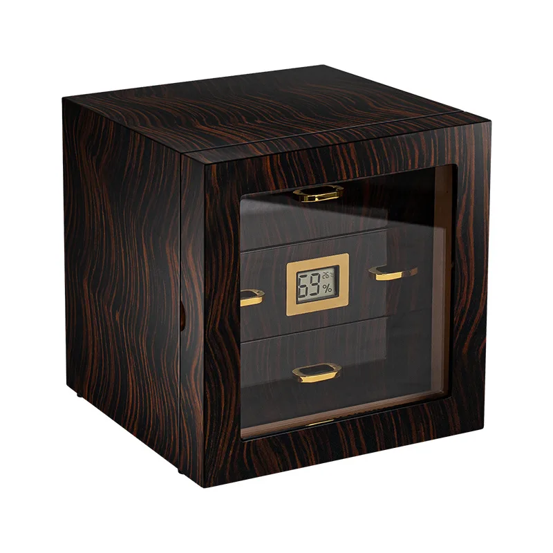 Cedar Wood Cigar Humidor Box with Hygrometer 3-Tier Storage Case