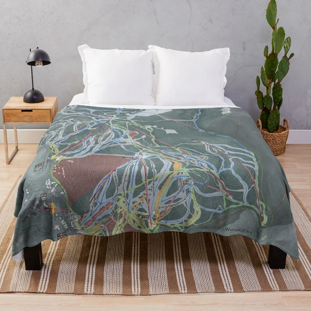 

Winter Park Resort Trail Map Throw Blanket Bed covers for sofa Hairy Furrys Blankets