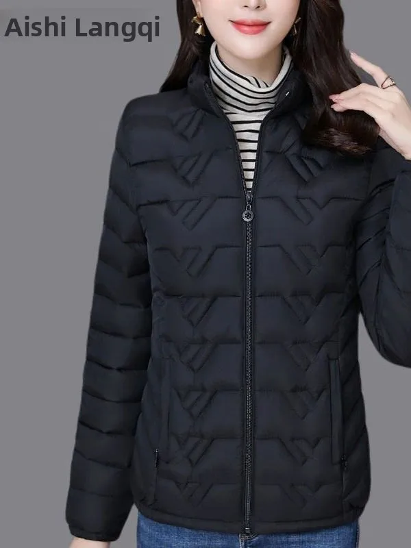 Fashionable Lightweight Short down Cotton Jacket for Middle-Aged And Elderly Women Casual Loose Fit Thickened Zipper Closure ...