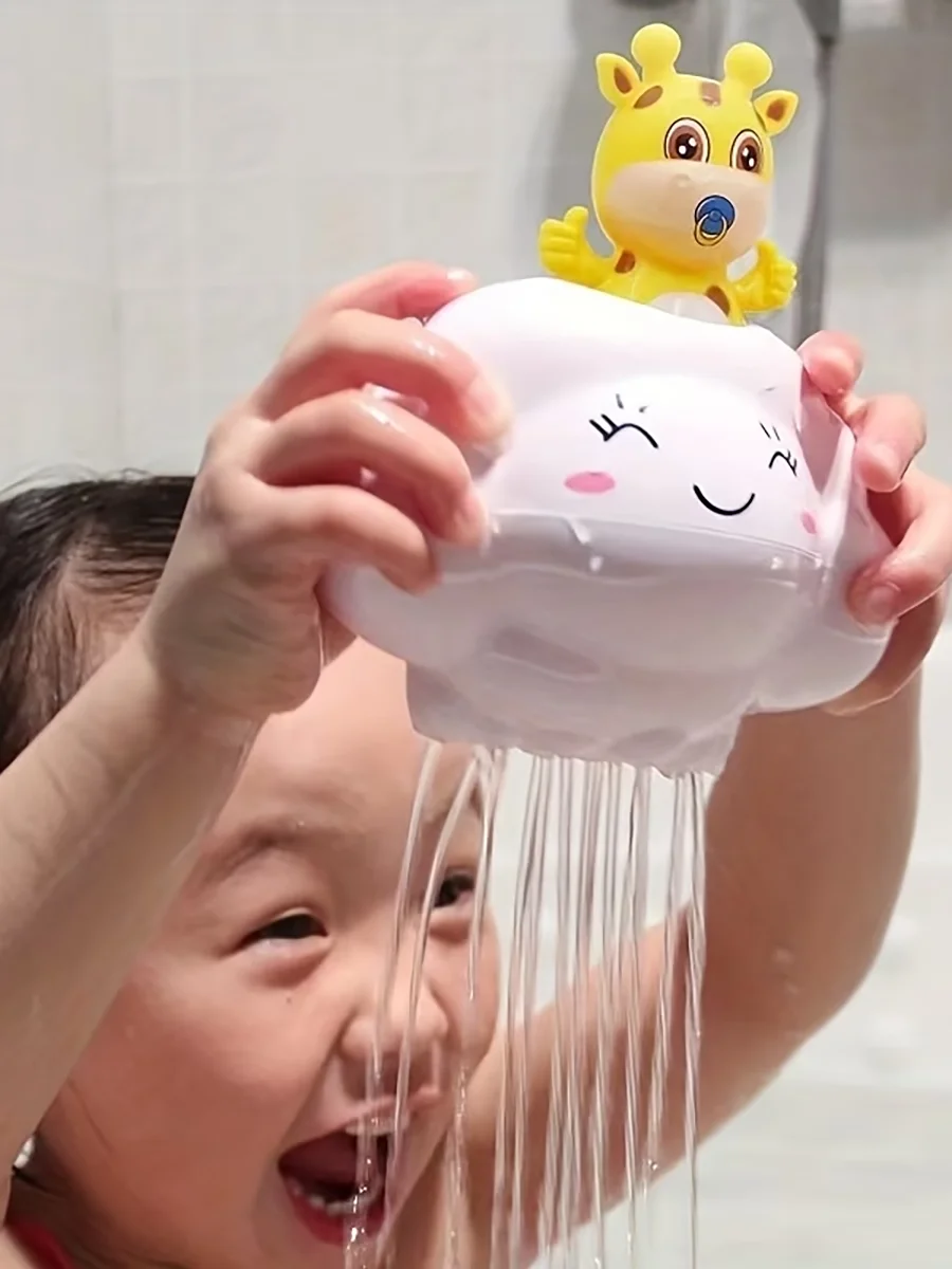Little Deer Cloud Bath Toy Baby Bath Toys Spray Toy for Kids Cartoon Bath Toys for Toddlers Animal Sprinkler Waterwheel Water