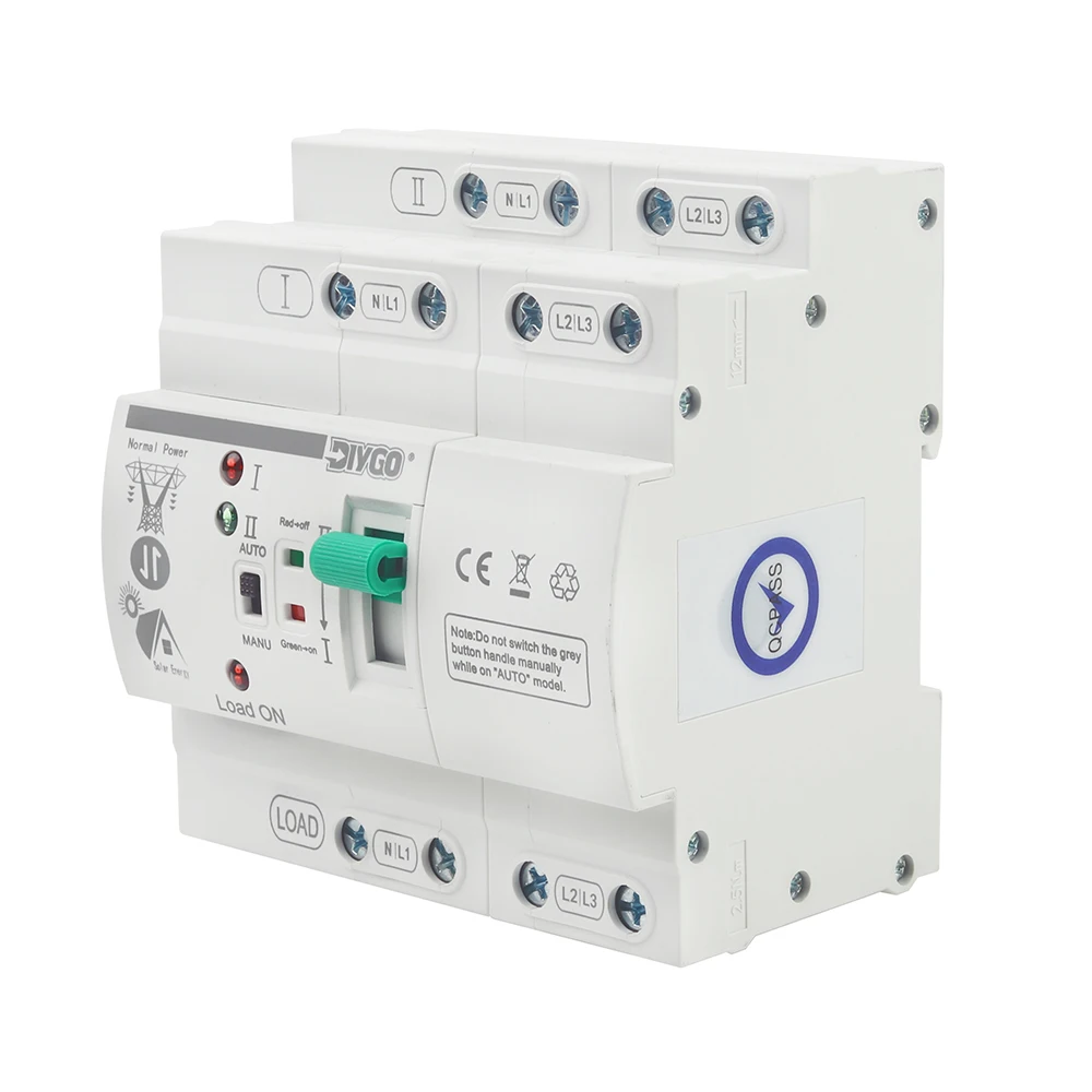 DIY GO Din Rail PV ATS L N 220V 110V Small Dual Power Automatic Transfer Electrical Selector Switches Uninterrupted 2/4P 63A 80A