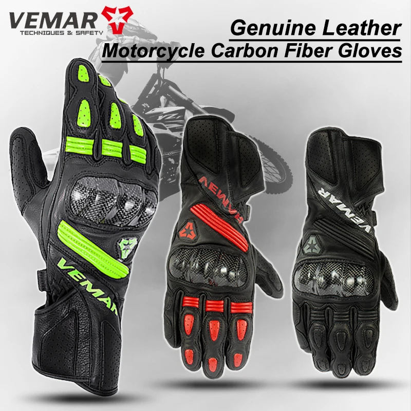 

Genuine Leather Motorcycle Racing Gloves Men Touchscreen Motocross Gloves Motorbike Gloves Carbon Fiber Gloves Knight Equipment