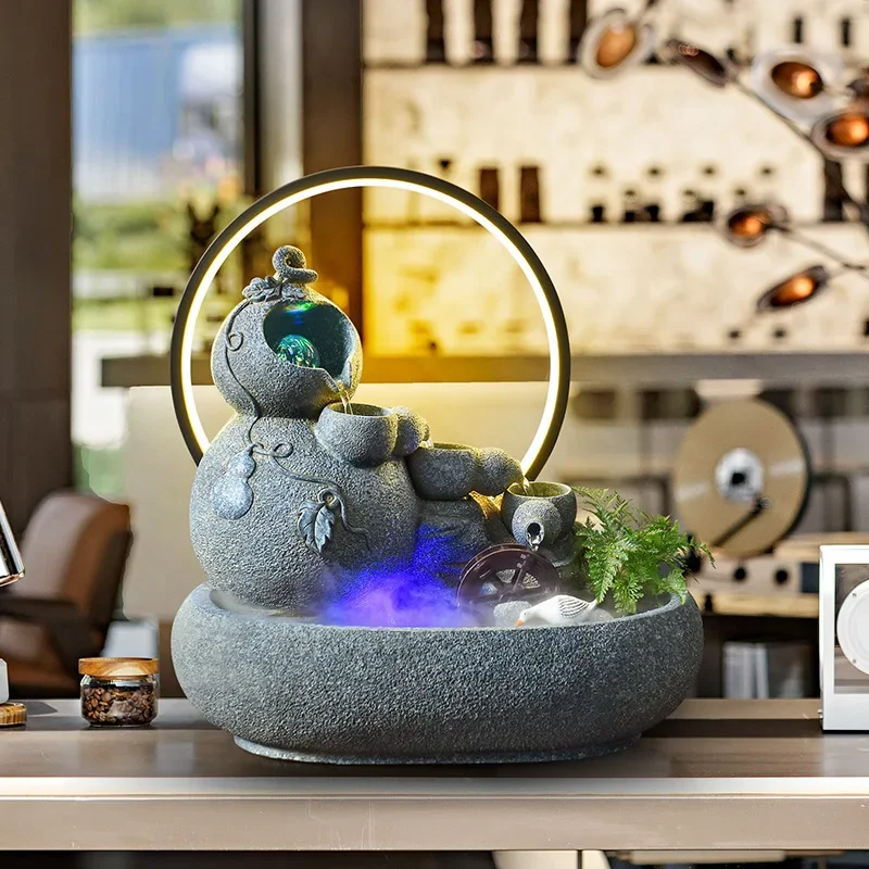 lucky water ornament humidifier, living room entrance office desktop decoration, opening housewarming gift