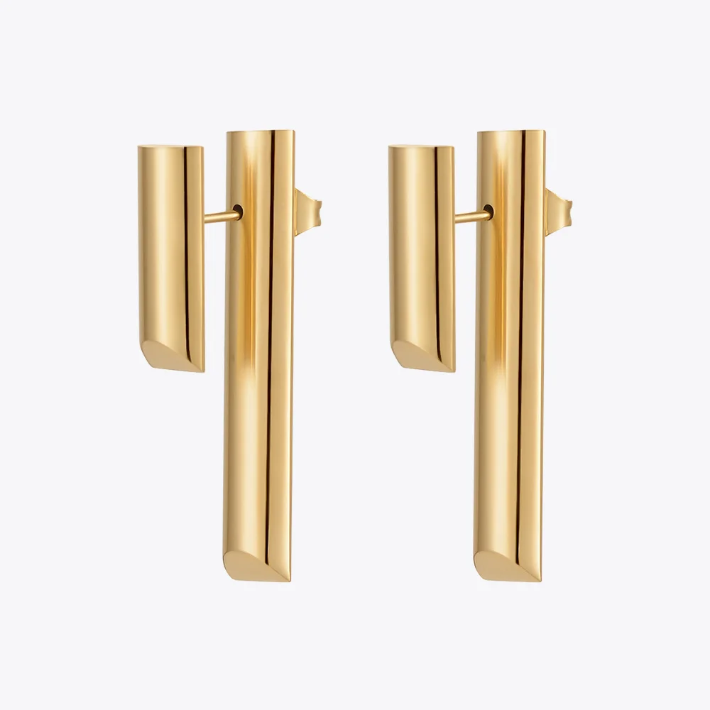 ENFASHION Vertical Geometric Stud Earings Kolczyki Stainless Steel Fashion Jewelry Gold Color Earrings For Women Christmas E1418