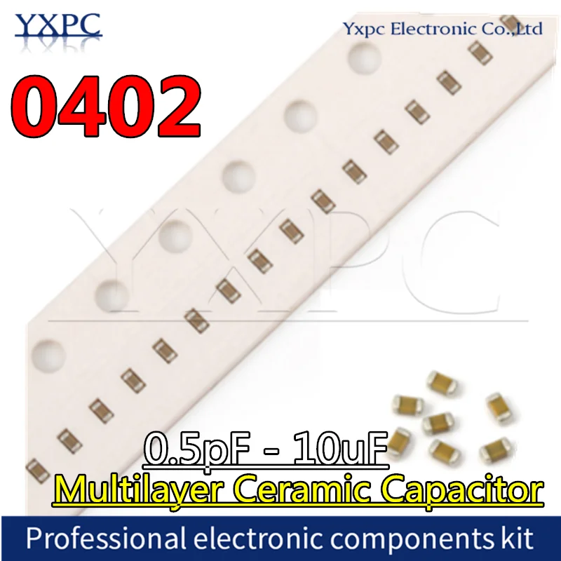 100pcs 0402 SMD Chip Ceramic Capacitor 0.5pF~10uF 104 103 10pF 22pF 100pF 220pF 470pF 1nF 2.2nF 4.7nF 10nF 22nF 100nF 1uF 2.2uF