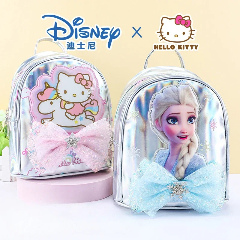 

Hello Kitty Children's Backpack Dazzle Casual Disney Frozen Elsa Sanrio Kt Print Girl Travel Large Capacity Bow Zipper Schoolbag