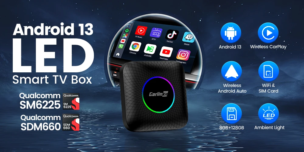 CarlinKit 8+128G CarPlay Ai Box Plus Android 13 Wireless Android Auto CarPlay QCM6125 665 FOTA Upgrade Für VW Audi Kia Fiat Ford Nissan Skoda Volkswagen Mazda Haval – Detail 3