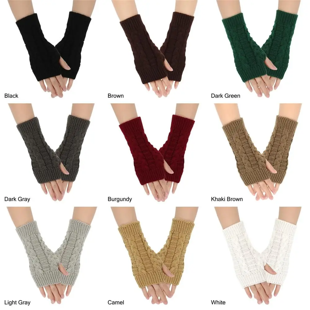 여성용 따뜻한 손 따뜻한 손가락 없는 장갑, 트렌디 니트 손목 팔 장갑, 겨울
