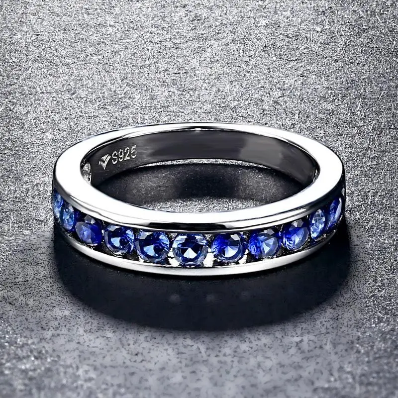 PureMax Royal Blue lab Gems Sapphire Diamond Rings for Women S925 Sterling Silver Jewelry Women's Ring Fine Jewelry Trendy