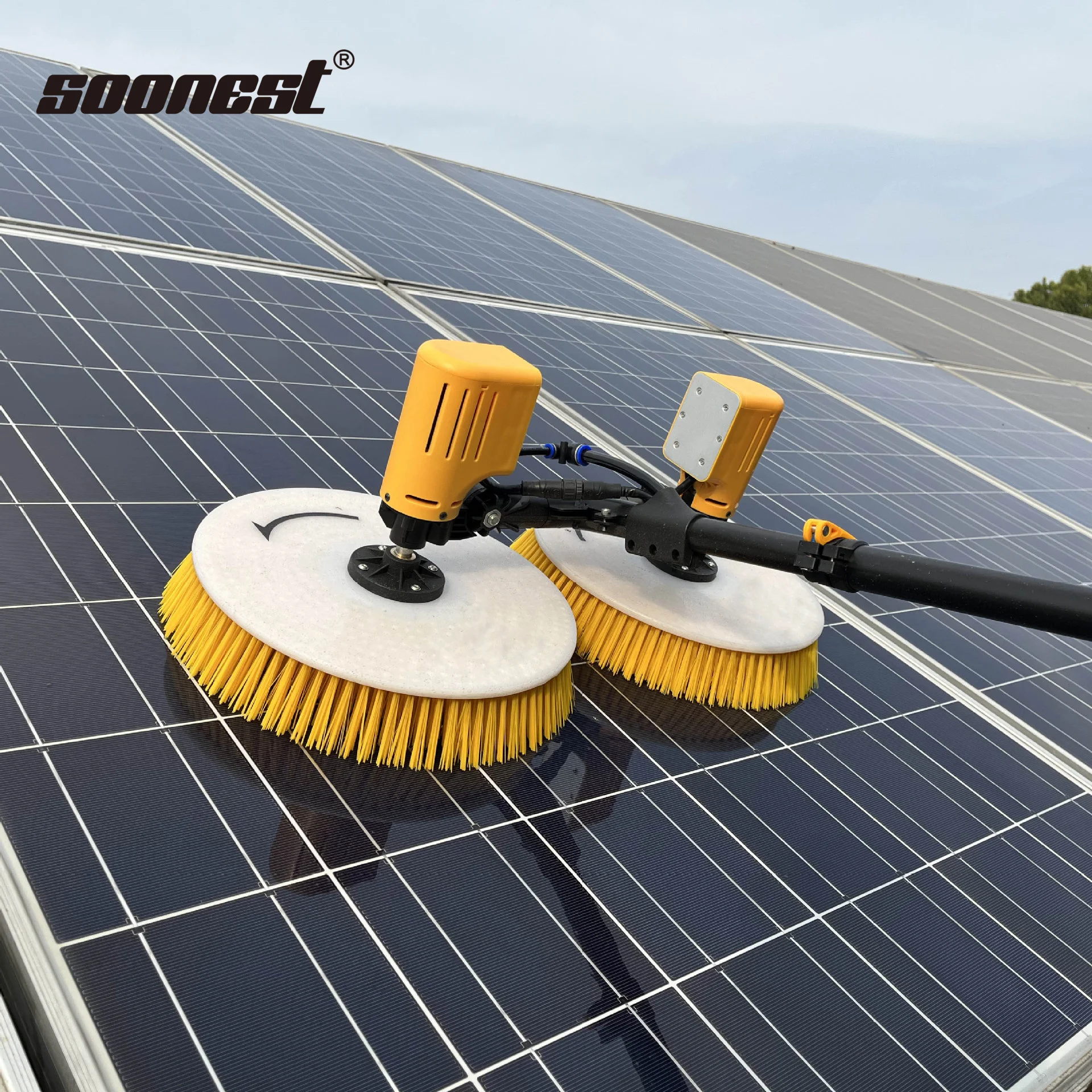 

3.5m 5.5m 7.5m DC AC Solar Panel Cleaning Washing Machine Automatic Brush With Double Head Robot Battery