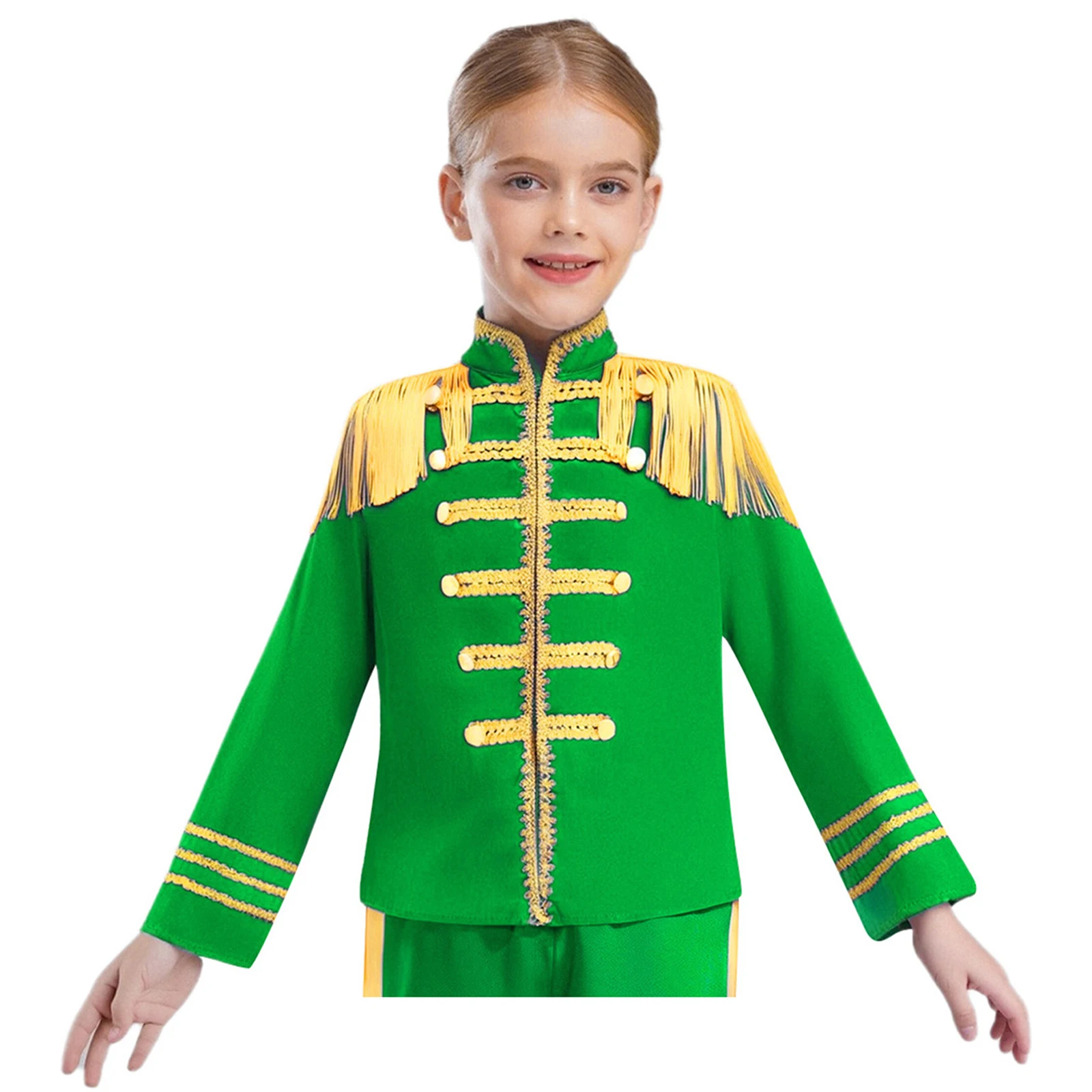 

Kids Girls Boys 1960s British Pop-Star Costume Long Sleeve SGT Sergeant Pepper Hippie Rock Band Musician Cosplay Shirt Tops