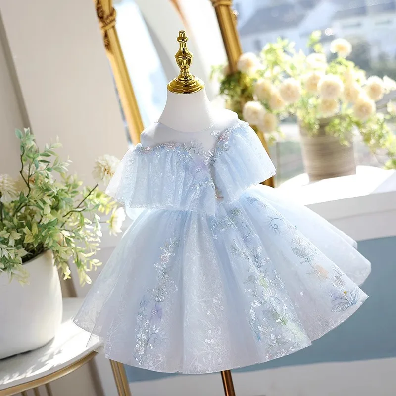 Girls Elegant Host Piano Performance Princess Ball Gown Girls Fashion Birthday Party Dress y1789