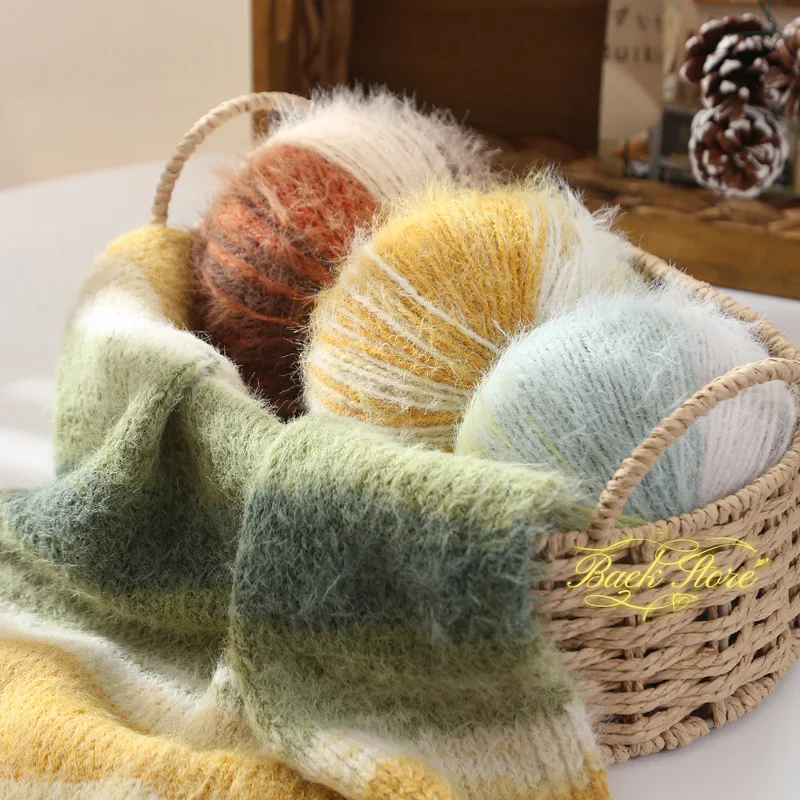 100g Gradient Wool Mohair Yarn Crochet Wool Thread DIY Handmade Knitted Sweater Scarf Gloves DIY Needlework Knitting Supplies
