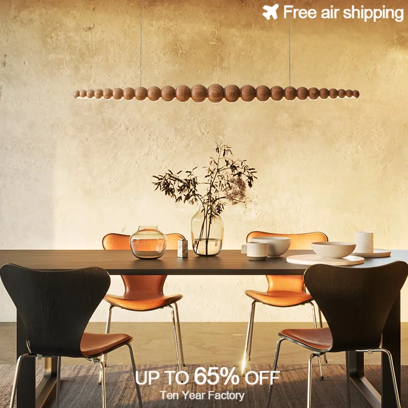 الحديثة الفاخرة طويلة الخطي الخشب الصلب قلادة ضوء لغرفة المعيشة شنقا ديكور السقف الإضاءة الإنارة