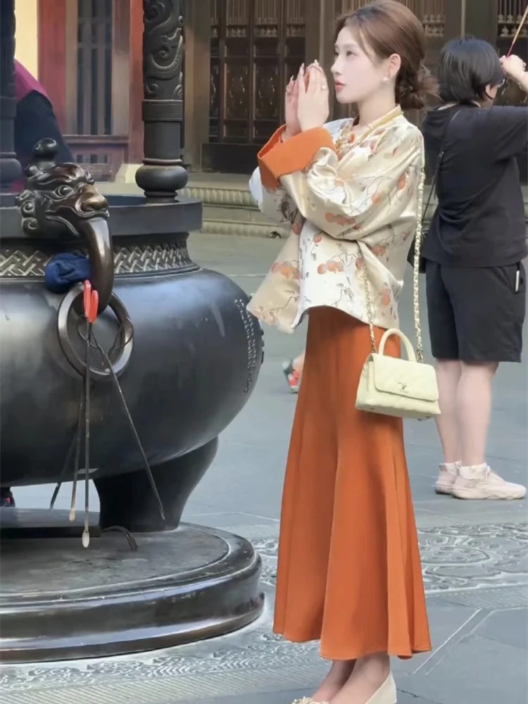 2025 Autumn/Winter New Fashionable Style Exquisite New Chinese Style Design Sense Elegant Coat Half Skirt Set for Women