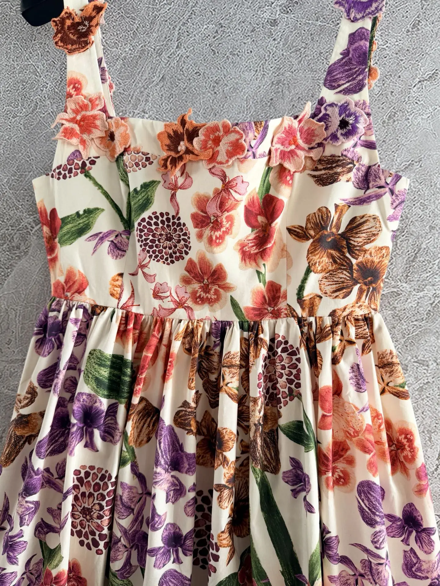 2026년 신상 봄 여름 아플리케 꽃무늬 민소매 스파게티 스트랩 여성 미니 드레스