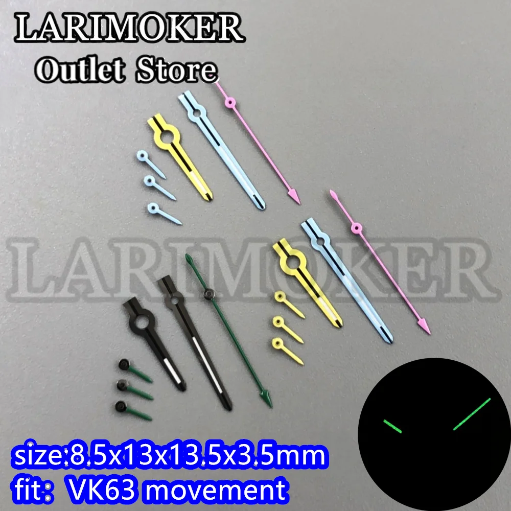 LARIMOKER Multicolor Pink Bule Yellow Silver Green Watch Hands Watch Accessories fit VK63 Quartz movement
