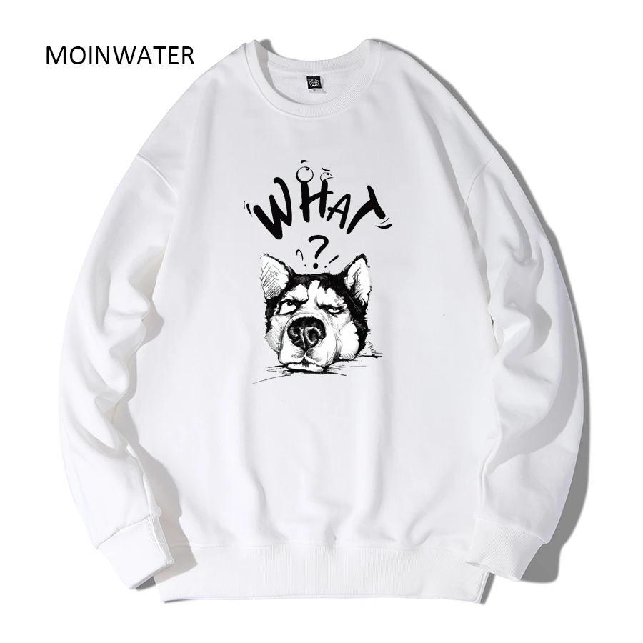 MOINWATER Women Cute Dog Printed Sweatshirts Female Thick Cotton Terry Casual Hoodie Lady Outwear Tops for Spring Autumn MH2218