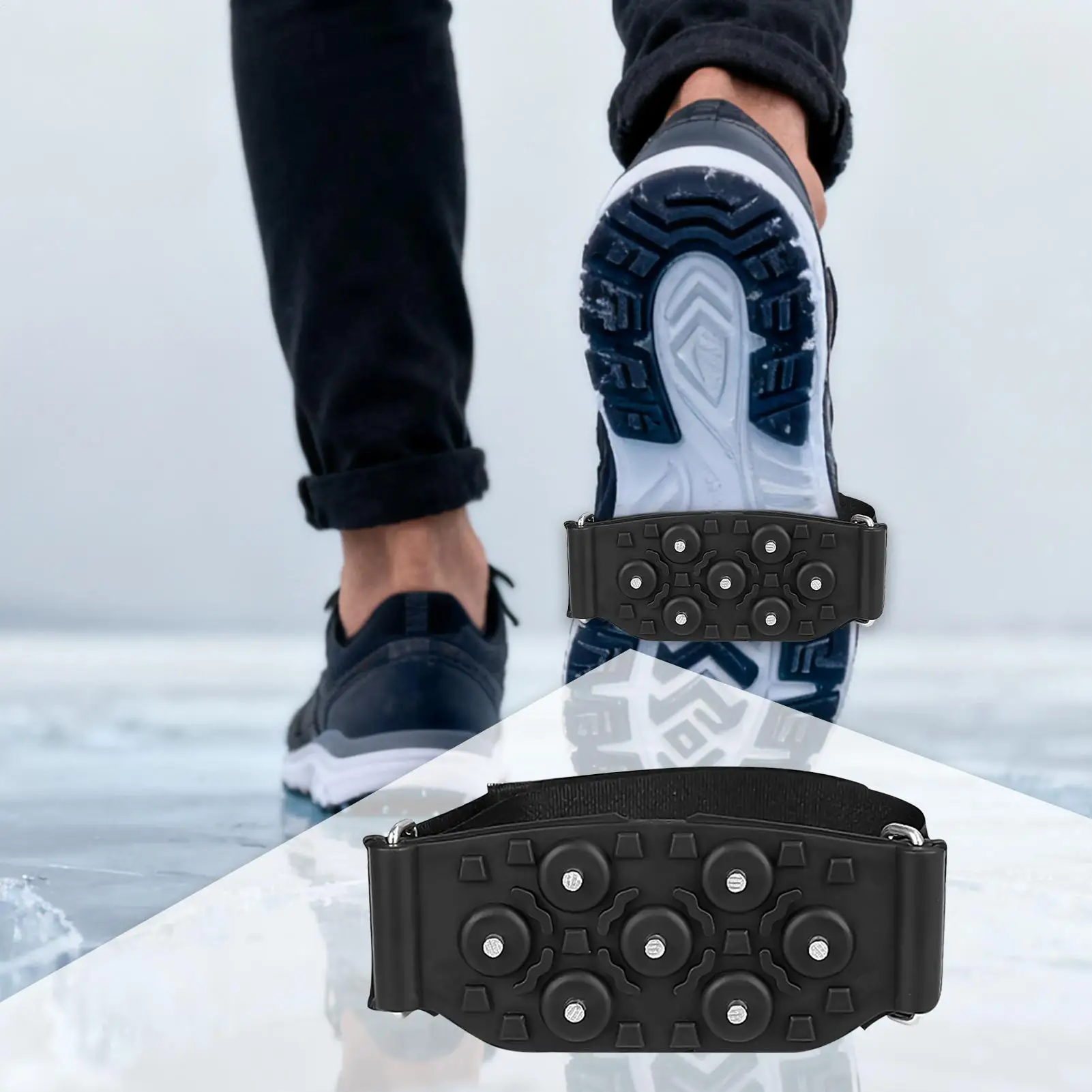 Ice Grips For Shoes 7 Steel Studs Anti-Slip Winter Walking Boots Cleats For Hiking Climbing Fishing Walking Mountaineering
