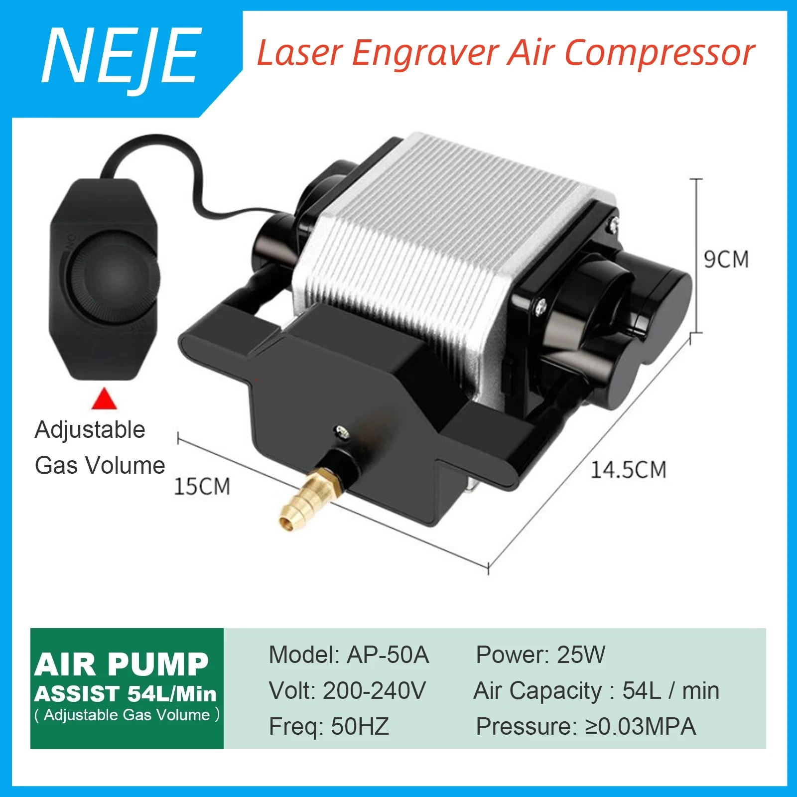 compressore-d'aria-con-pompa-air-assist-per-incisore-laser-neje-da-25-w-con-uscita-d'aria-da-54-l-min