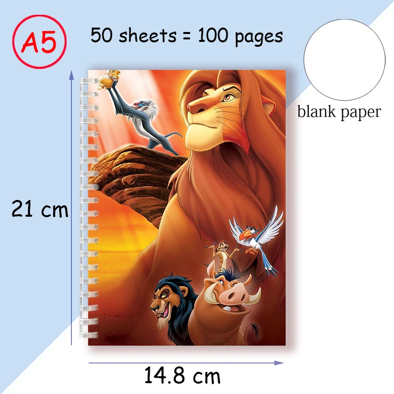 Imagem -06 - Espiral Caderno dos Desenhos Animados o Rei Leão Jovem Simba Nota Livro Disney Anime Animais Graffiti Padrão Diário para Crianças Presentes Brinquedos a5