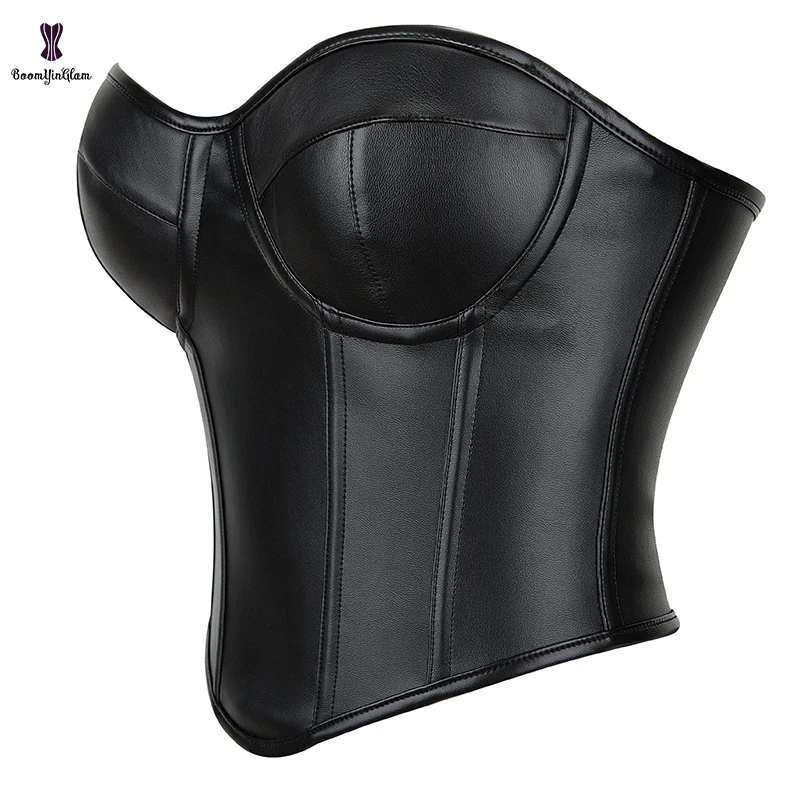 Plus Size S-xxxl Ladies Fashion Strapless Padded Bra Summer Women Clothes Vest Tank Leather Corset Crop Top