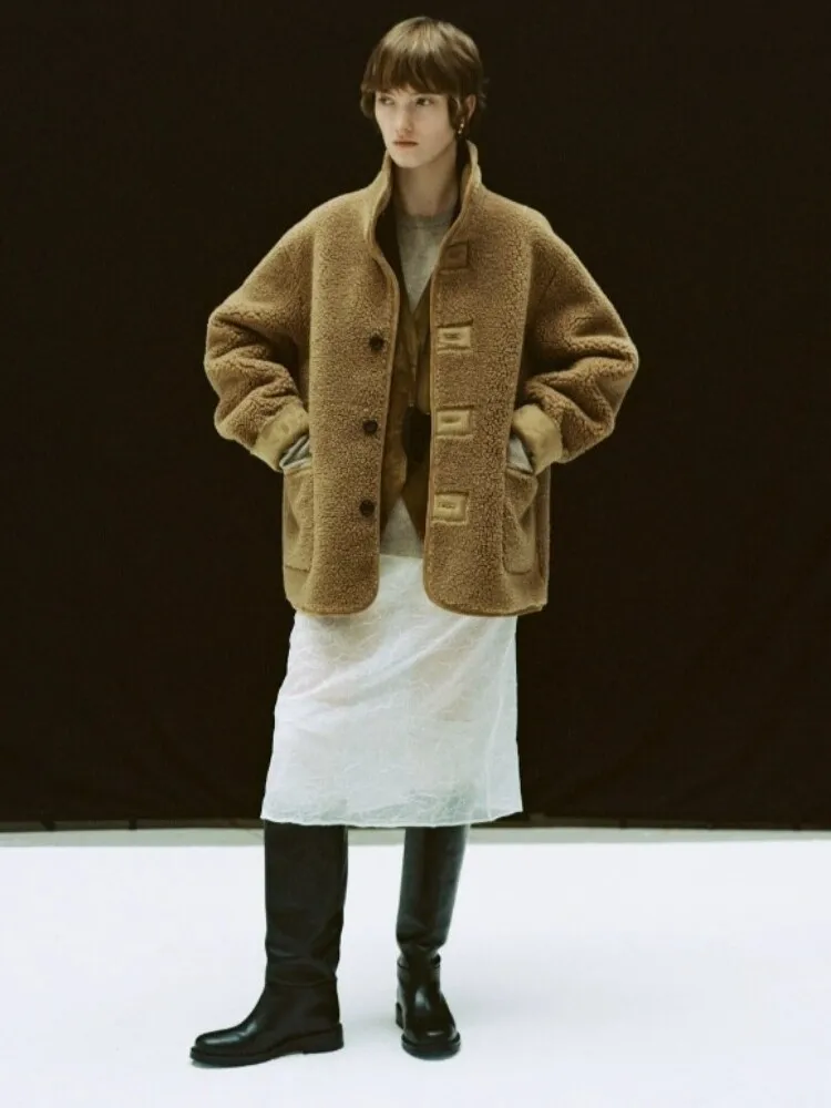 Ele Damen-Lammfell-Jet 2024, Winter-Neuankömmling, Dongda Gate Mooha, integrierter Leder- und Pelzmantel, lang, Sve-Stand-C...