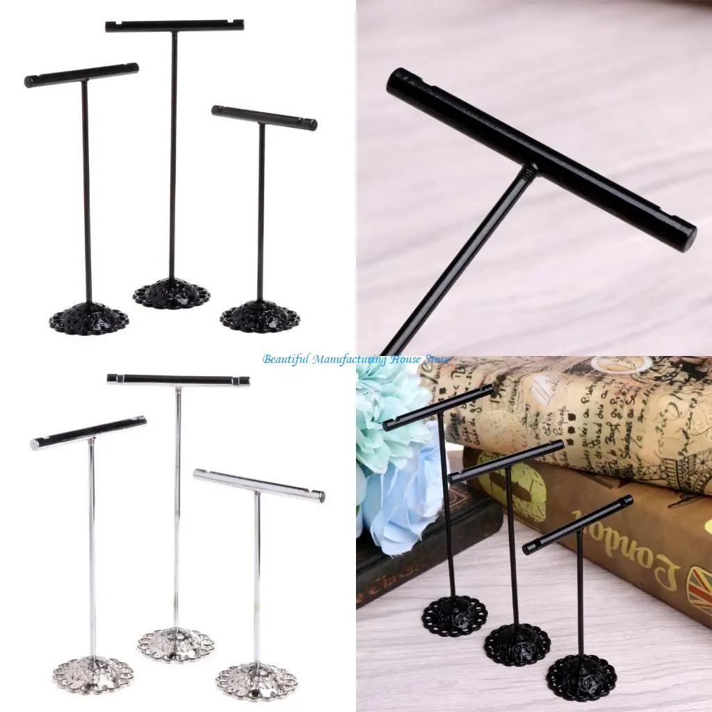 E56A 3 Pcs Alloy Earrings Display T-Shape Stand Jewelry Holder