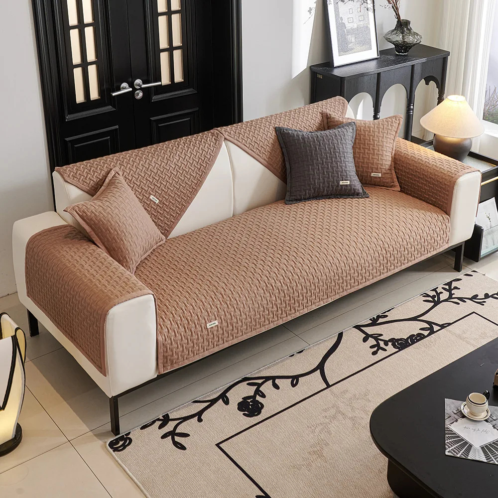 Nordic Universal Sofa Cover for Living Room Non-Slip Soild Color Thick Sofa Cushion Four Seasons Universal Sofa Towel Home Decor
