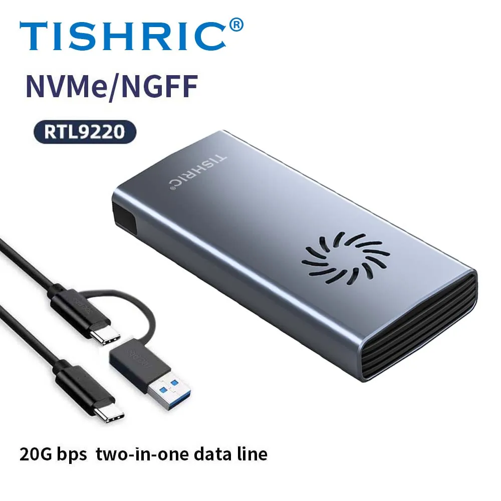 

Внешний корпус SSD TISHRIC M.2 NVMe/NGFF Black Myth Goku Gaming Edition с охлаждающим вентилятором, поддерживает USB-C 10 Гбит/с/20 Гбит/с,