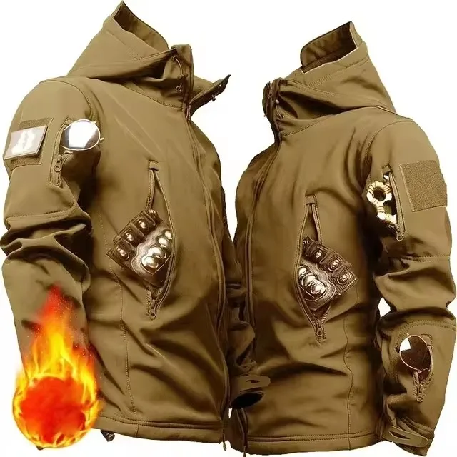 Hot New RU Camo Waterproof and Warm Men's Winter Soft Shell Special Tactical Hooded Jacket+multi Pocket Tactical Pants