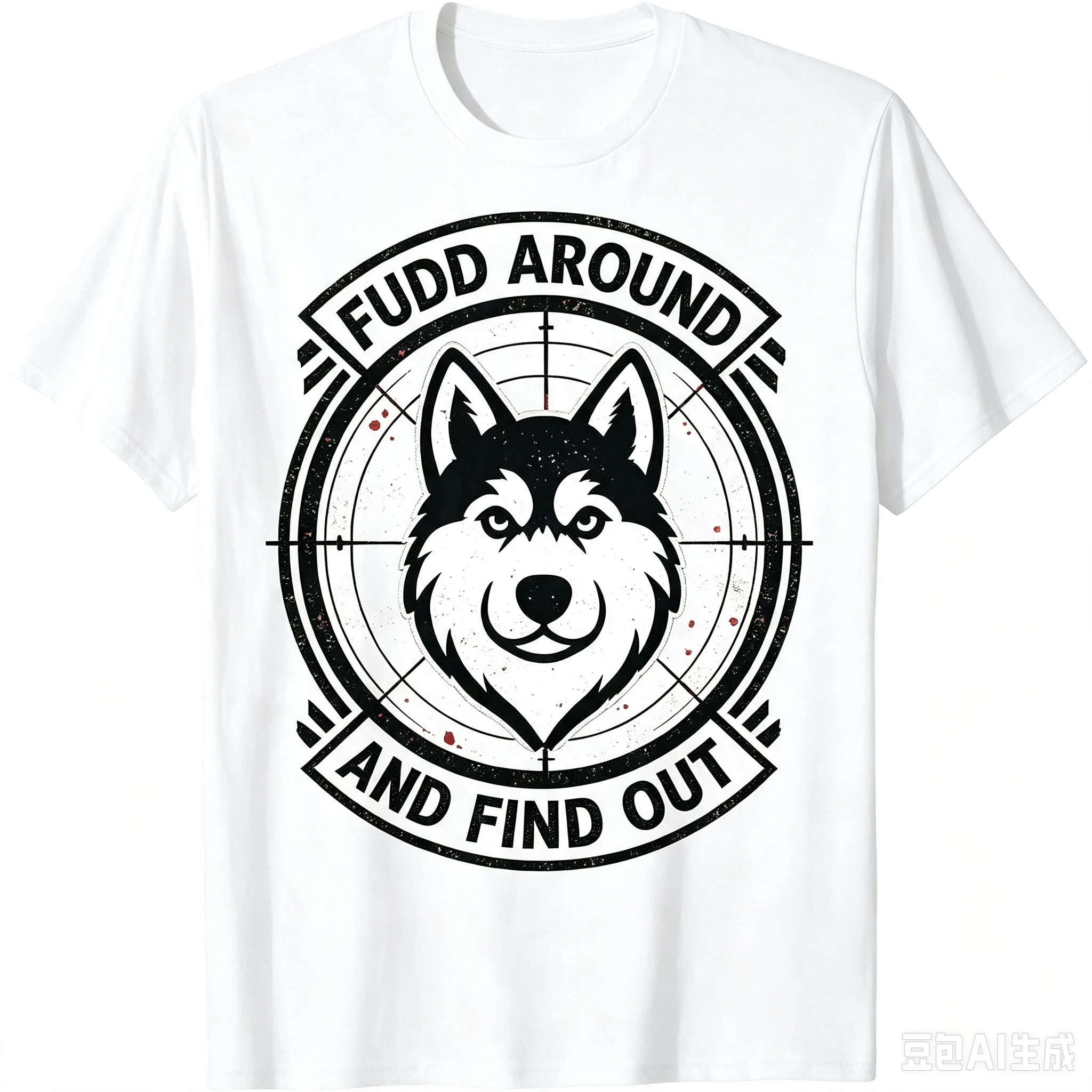 Fudd Around And Find Out Husky Graphic Men T‑Shirt Vintage Circular Badge Casual Short Sleeve Tee