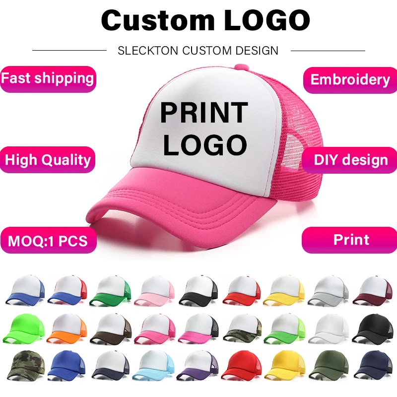 SLECKTON Custom LOGO Embroidery Baseball Cap for Women and Men DIY Print Mens Mesh Cap Fashion Summer Sun Hat Unisex Wholesale