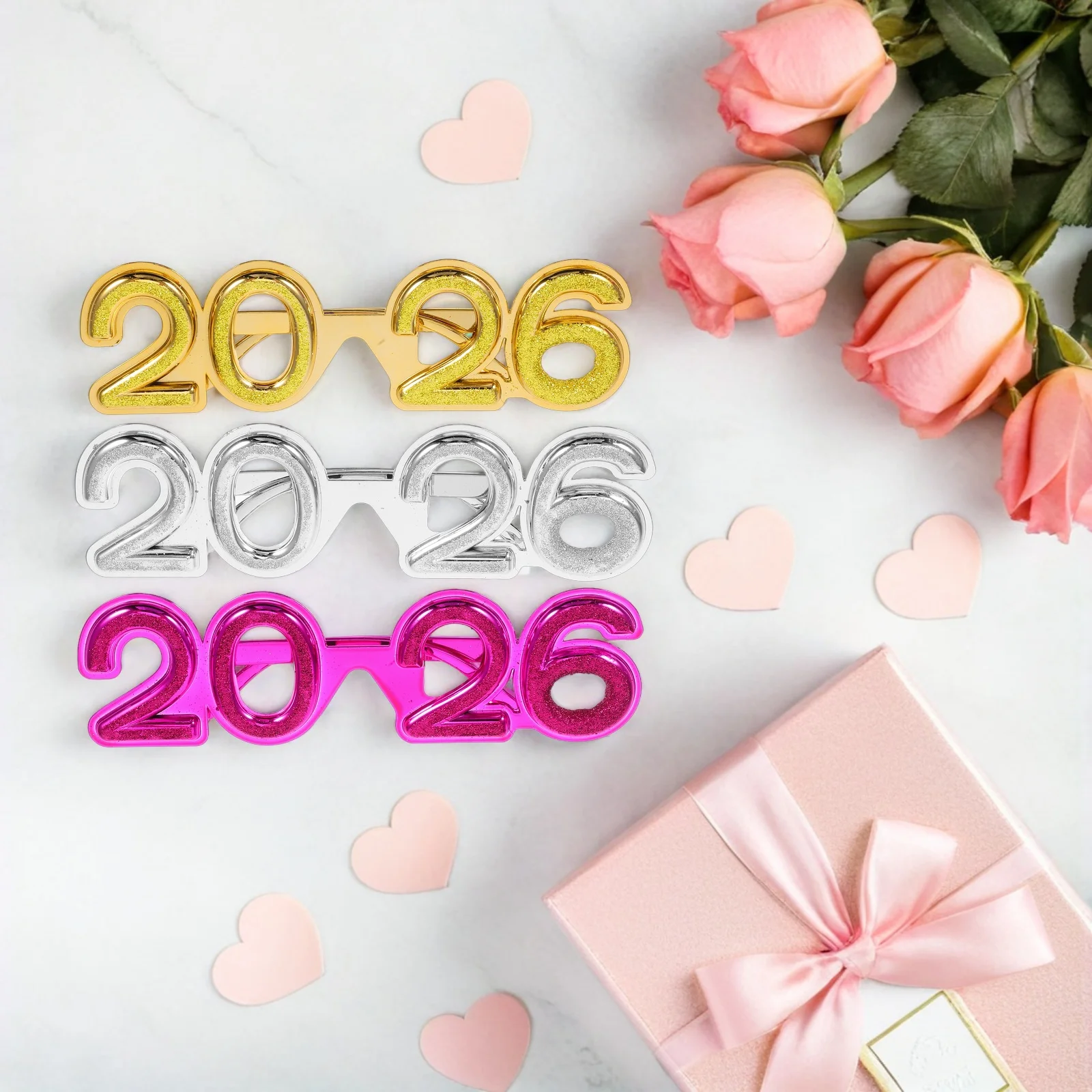 

3Pcs 2026 Eyeglasses Glitter Graduation Party Photo Props New Year Class of 2026 Sunglasses Festival Accessories