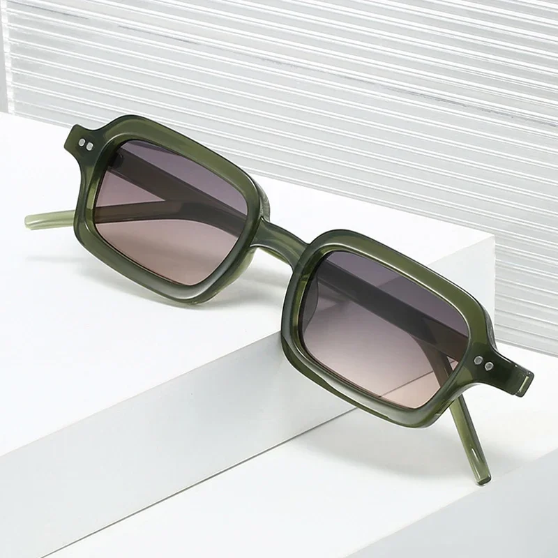 SO & EI جديد صغير مستطيل هلام اللون النساء النظارات الشمسية موضة التدرج ظلال UV400 الرجال المسامير فاسق نظارات شمسية #3