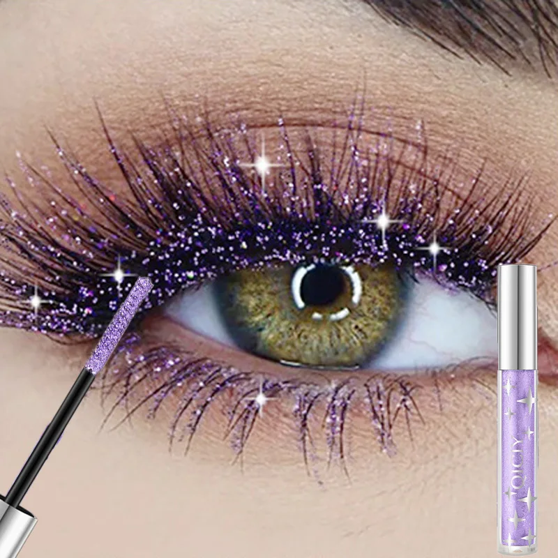 

Pearlescent Mascara Purple Diamond Glitter Mascara Quick Dry Long Lasting Waterproof Curling Thick Shiny Eyelash Sexy Makeup