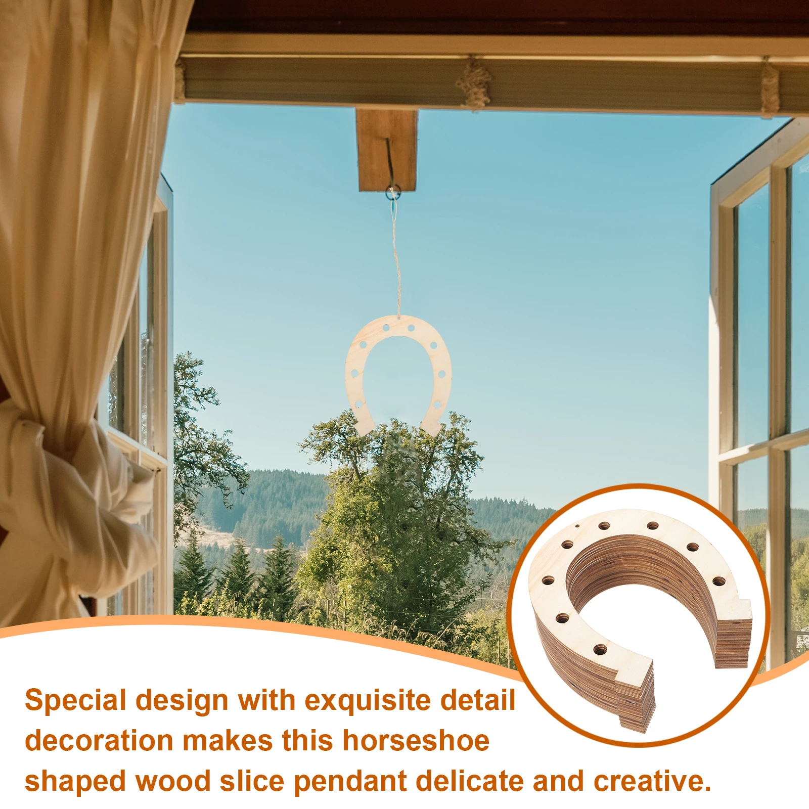 

24pcs Horseshoe Wood Slices 15x17cm DIY Crafts Kids Wooden Wreath Unfinished Cutouts Graffiti Supplies