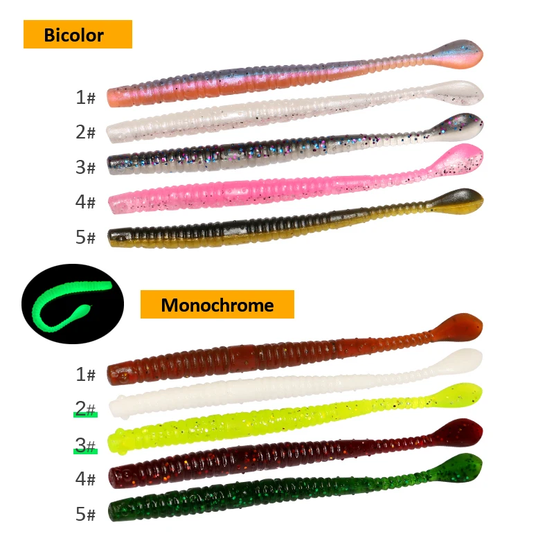 10pcs Fishing Lures 13cm TPE Floating Slug Soft Lure PVC Sinking Earthworm Artificial Wobbler Worm Silicone Bait Sea Tackle