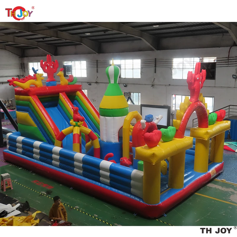 Tobogán inflable con temática del mundo submarino, castillo hinchable de circo comercial, Carnaval, patio de juegos divertido