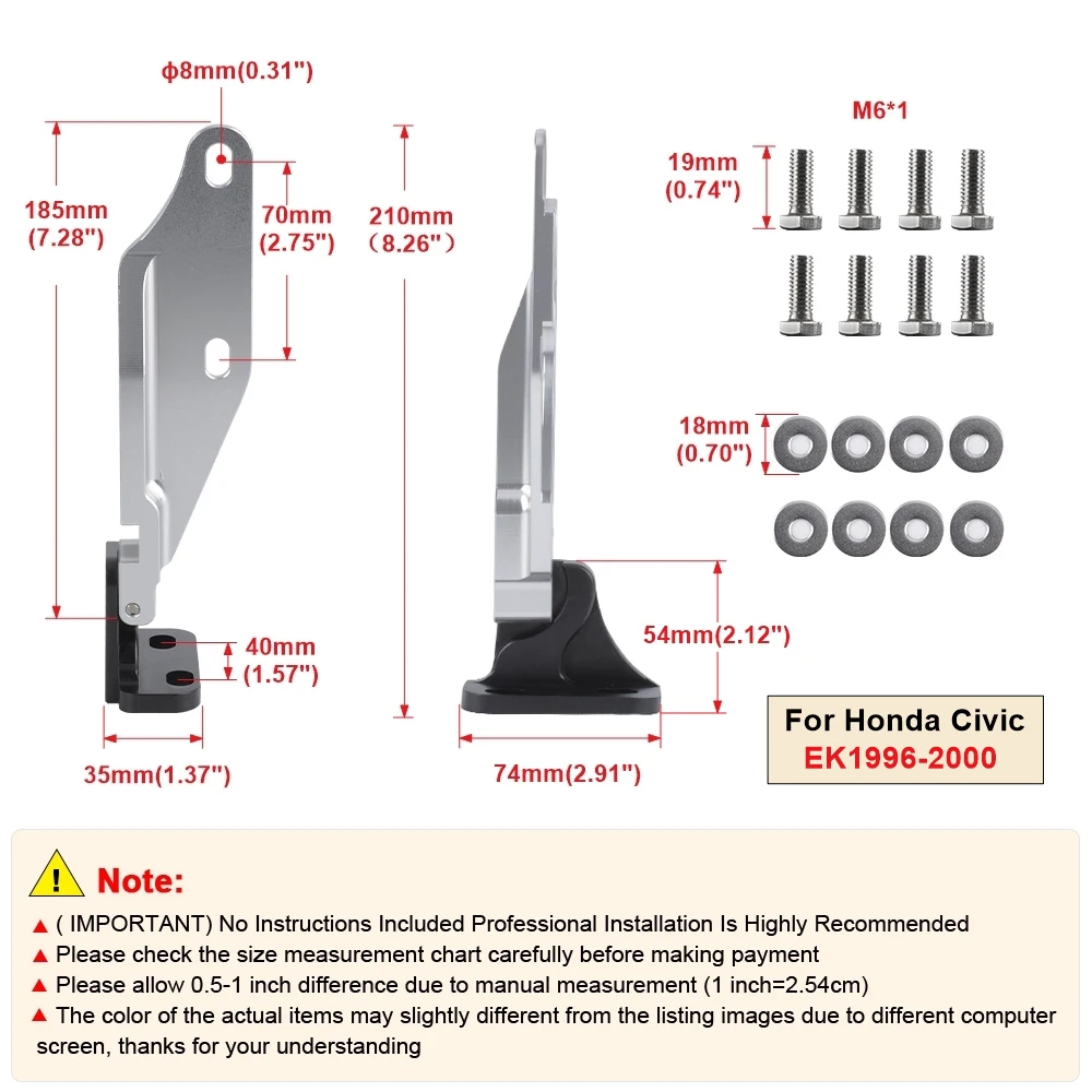 Aluminum Quick Release Hood Hinge Release Latch Billet For Honda Civic EK 1996-2000 EG 1992-1995 EG6 With Nuts And Washers