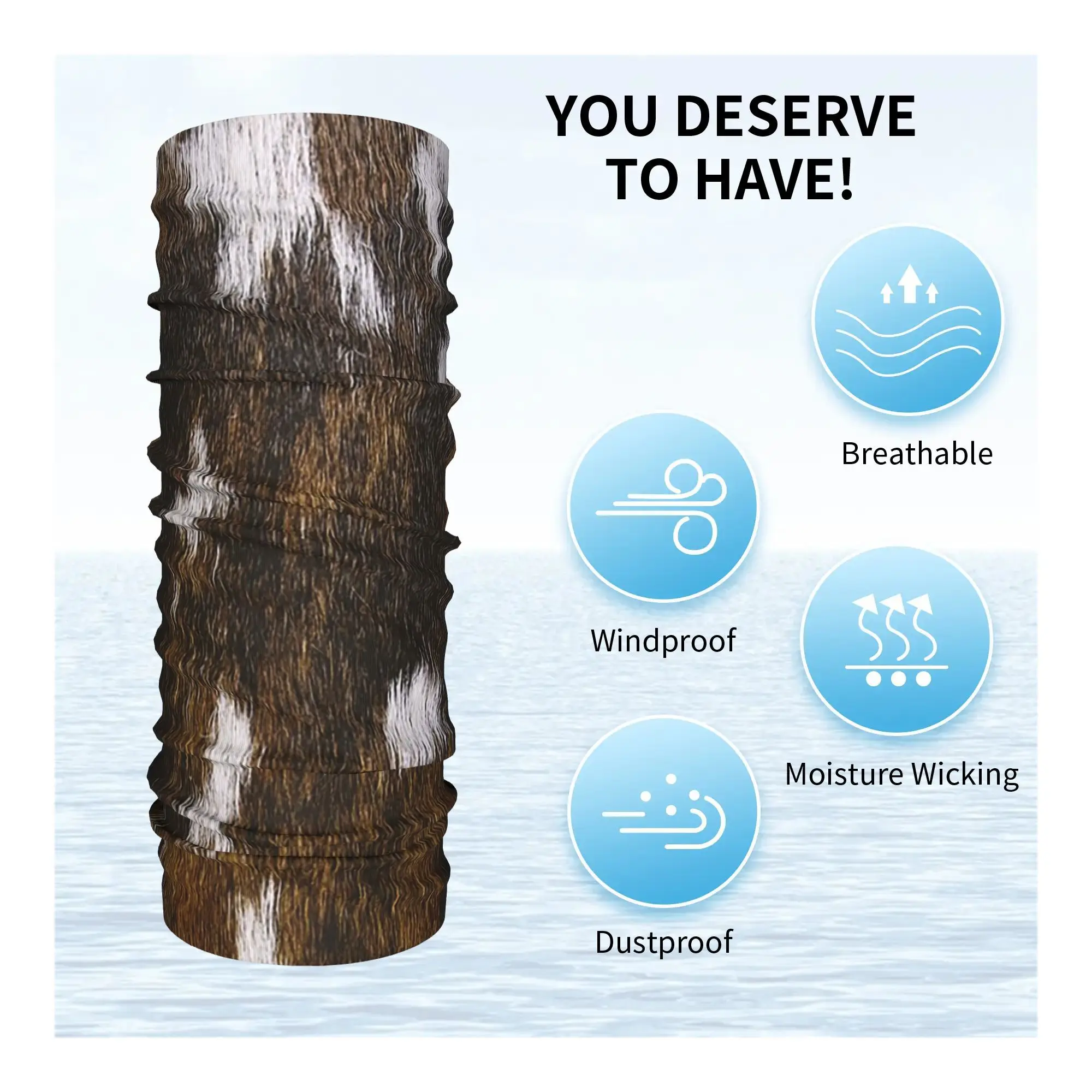 Бандана с принтом дикой коровы (гладкий принт), гетры с принтом, маска, шарф, многофункциональная маска для лица, походная, рыбалка, унисекс, для взрослых, зима