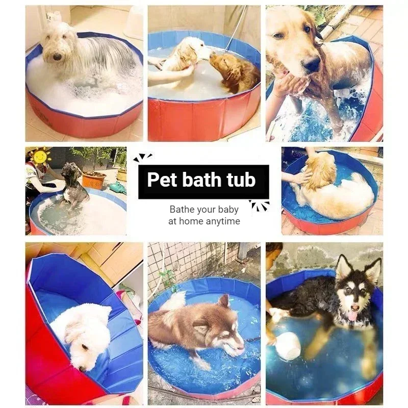 Foldable Dog Swimming Pool Indoor Outdoor Pet Dog Bathing Tub Summer Cool Bath Wash Bathtub Pet Accessories Dog Supplies 80*20cm