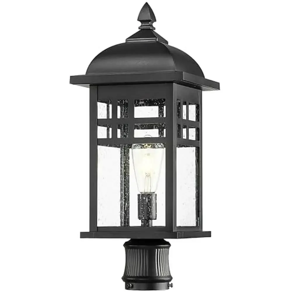 

Large Black Outdoor Lamp Post Light Seeded Glass Aluminum Waterproof 22 Inch Yard Driveway Patio Courtyard Pathway Post Light