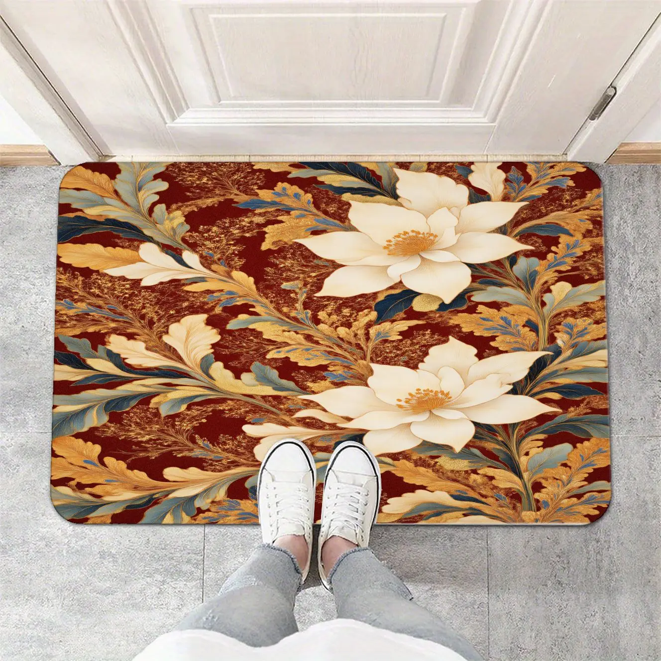

MatMuse Vintage Elegant Floral Pattern Home Soft Diatomaceous Earth Mat Floor mats Soft Non-Slip Quick-Drying Flower Carpet