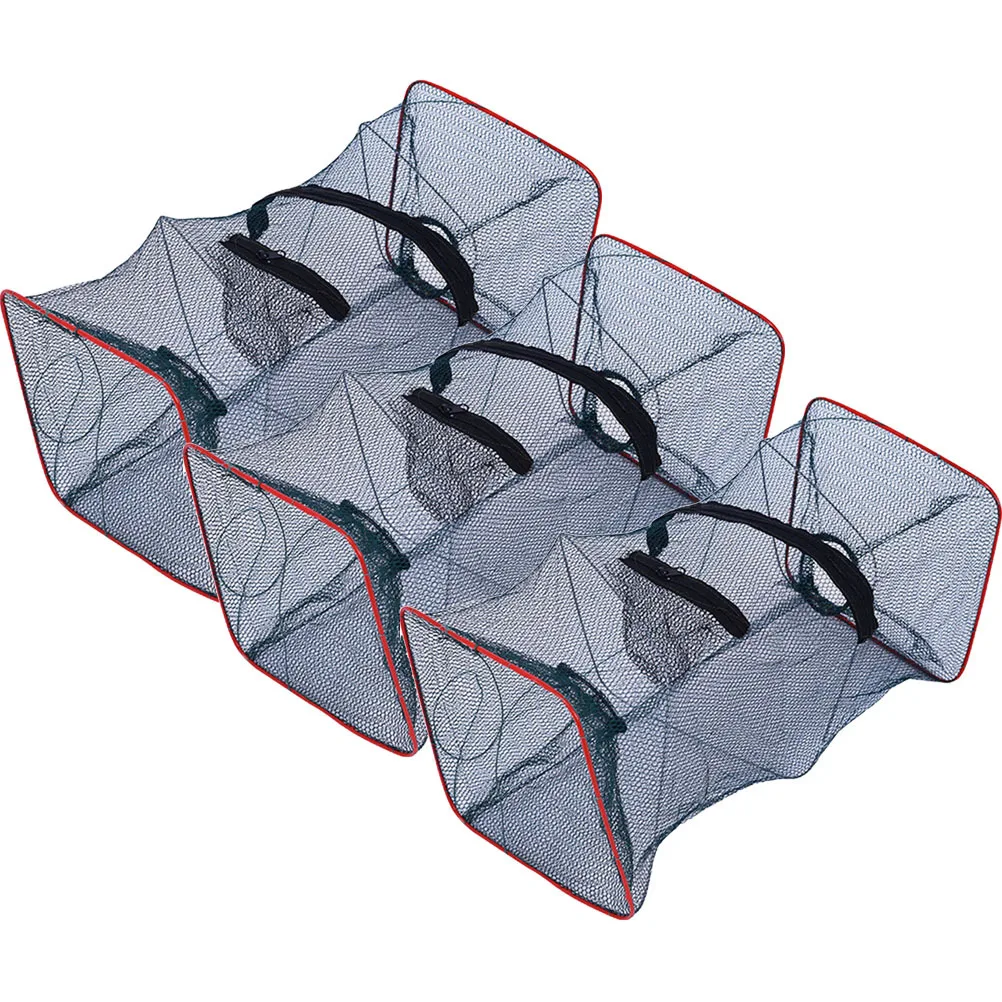 

3pcs Lobster Net Fishing Shrimp Crab Crawfish Trap Portable Foldable Durable Fish Minnow Catching Net For Blue Crabs