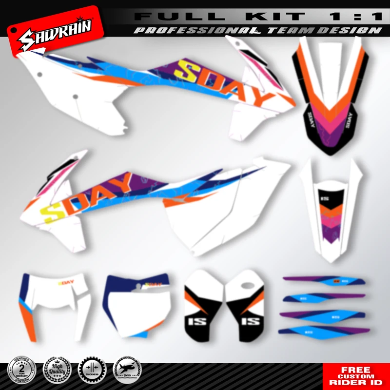 

Sawrain Motorcycle Waterproof Fashion Sticker Custom Team Graphics Decals Kit For KTM SXF 2016-2018 EXC 2017-2019 Colourful