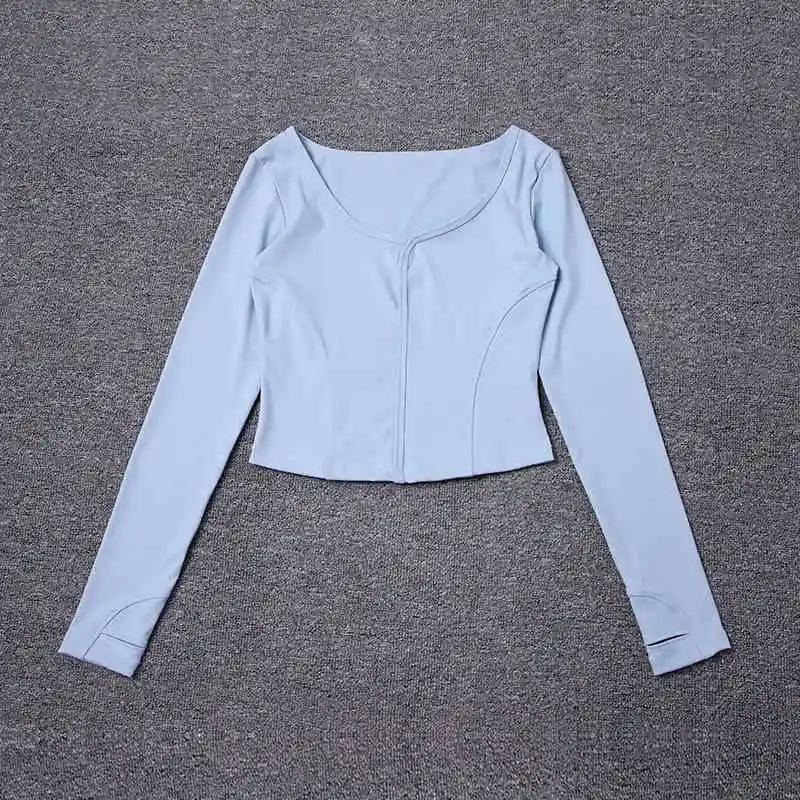 

Yoga clothing sports long sleeves women autumn 2025 short tight slim square collar fitness running quick-drying breathable tops