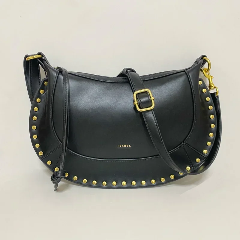 كيس à bandoulière noir riveté pour femmes، حمالات صدر sac sous les، تصميم de luxe retrro pour dames، مجموعة جديدة 2025